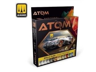 Akrila krāsu komplekts Ammo Mig Atom Metallic, 20702 cena un informācija | Modelēšanas un zīmēšanas piederumi | 220.lv