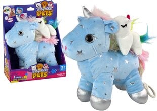 Mīksto rotaļlietu komplekts Lean Toys Unicorns, zils cena un informācija | Mīkstās (plīša) rotaļlietas | 220.lv