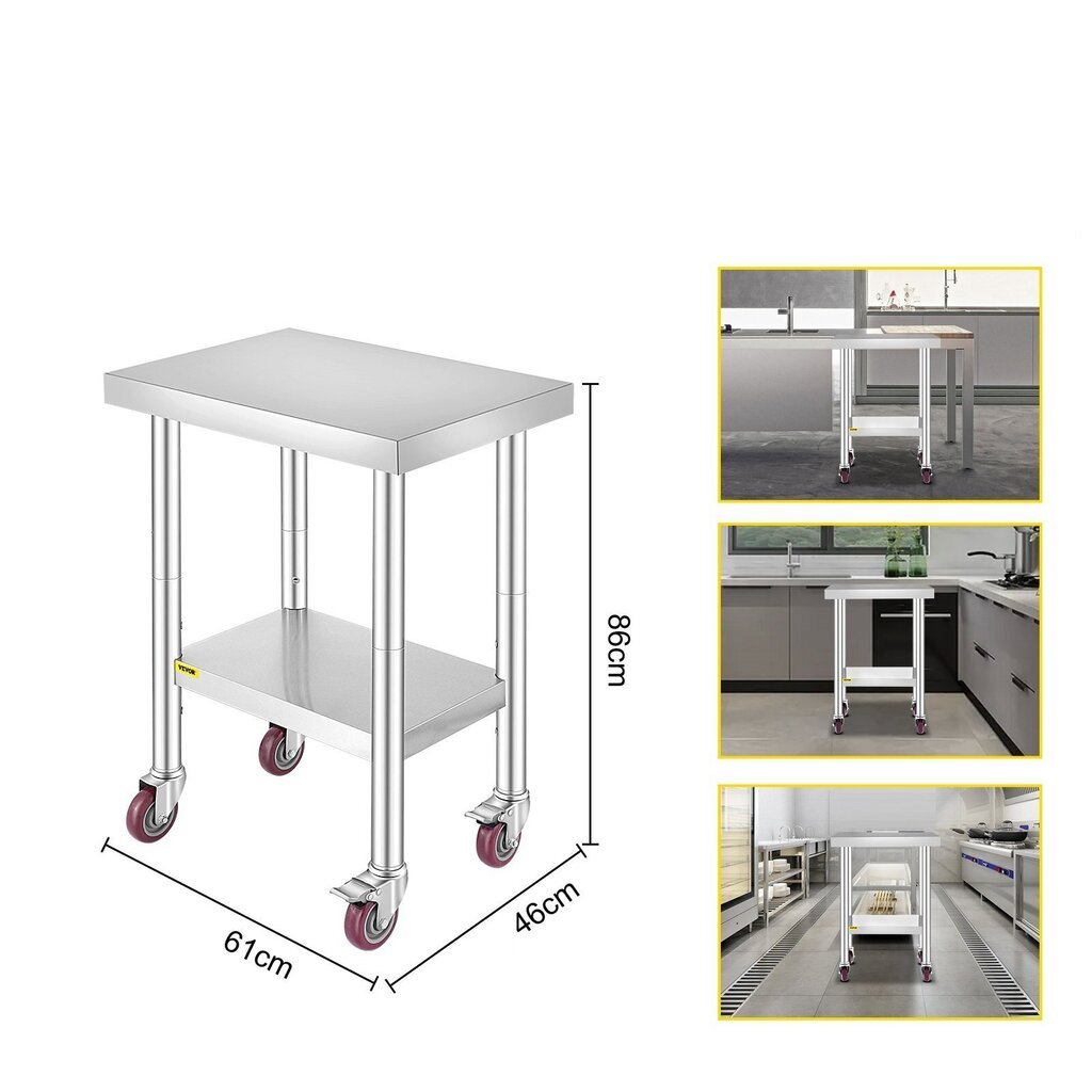 Virtuves darba galds Vevor, 60x45x86 cm цена и информация | Virtuves galdi, ēdamgaldi | 220.lv