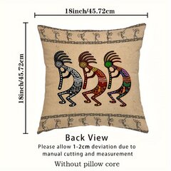 '1gab dienvidrietumu spilvendrāna amerikāņu kokopelli etnisko cilšu dekoratīvā spilvendrāna mājas dekoram kvadrātveida 45,72x45,72 cm spilvendrāna' cena un informācija | Dekoratīvie spilveni un spilvendrānas | 220.lv