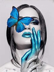 Dimanta mozaīka "The blue butterfly modelgi" 30x40cm cena un informācija | Dimantu mozaīkas | 220.lv