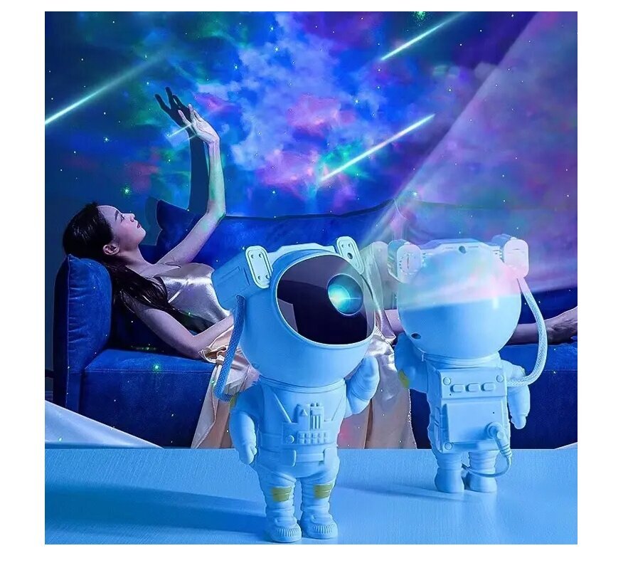 Zvaigžņoto debesu projektors - led naktslampa bērniem, astronauts cena un informācija | Lampas bērnu istabai | 220.lv