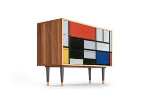 Kumode S3 Composition With Blue, Red And Yellow By Piet Modrian L 115 cm, pelēks cena un informācija | Kumodes | 220.lv