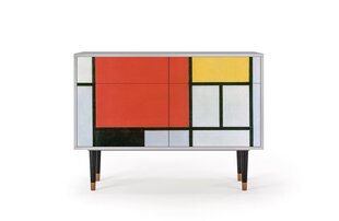 Kumode BS4 Composition With Blue, Red And Yellow By Piet Modrian L 115 cm, pelēks cena un informācija | Kumodes | 220.lv