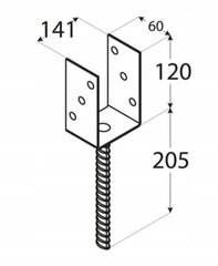 Kolonnas pamatne Enkurskrūve 141x120x60mm iestrādāšanai cinkots cena un informācija | Žogi un piederumi | 220.lv