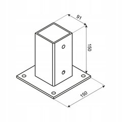 Staba pamatne, pieskrūvēta pie betona, melna 91x150x1,8 mm цена и информация | Заборы и принадлежности к ним | 220.lv