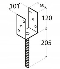 Pīlāra pamatne enkura ievietošanai melna 101x120x60 mm cena un informācija | Žogi un piederumi | 220.lv