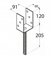 Kolonnas pamatnes enkurs melns 91x120x60mm cena un informācija | Žogi un piederumi | 220.lv