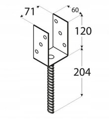 Staba pamatnes enkurs 71x120x60mm zelta krāsā цена и информация | Заборы и принадлежности к ним | 220.lv