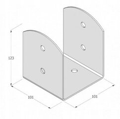 Staba pamatne, pieskrūvēta pie betona enkura 101x101x123 mm cena un informācija | Žogi un piederumi | 220.lv