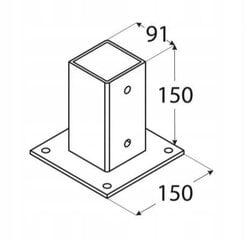 Pie betona pieskrūvēta staba pamatne 91x150x2mm cinkota цена и информация | Заборы и принадлежности к ним | 220.lv