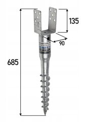 Kolonnas pamatnes tērauda enkurs 90x685mm skrūvgriezis cena un informācija | Žogi un piederumi | 220.lv