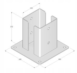 Staba pamatne, kas pieskrūvēta pie betona 102x150x2,5 mm цена и информация | Заборы и принадлежности к ним | 220.lv