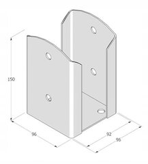 Pieskrūvējama staba pamatne 91x150x2,0 mm melna cena un informācija | Žogi un piederumi | 220.lv