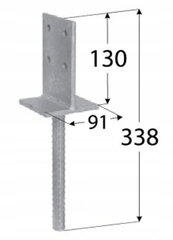 Padziļināta stabu bāze 90x338mm цена и информация | Заборы и принадлежности к ним | 220.lv