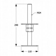 Regulējams kolonnas pamats M24 110x250x4mm cinkots cena un informācija | Žogi un piederumi | 220.lv