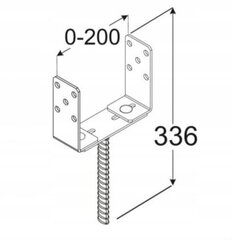 Staba pamatne, pieskrūvēta pie betona 0-200x336 mm cena un informācija | Žogi un piederumi | 220.lv