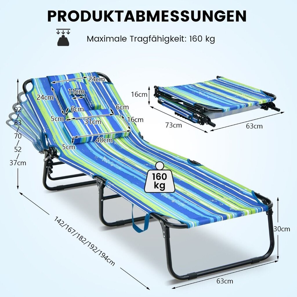 Saliekams sauļošanās krēsls Costway cena un informācija | Sauļošanās krēsli | 220.lv