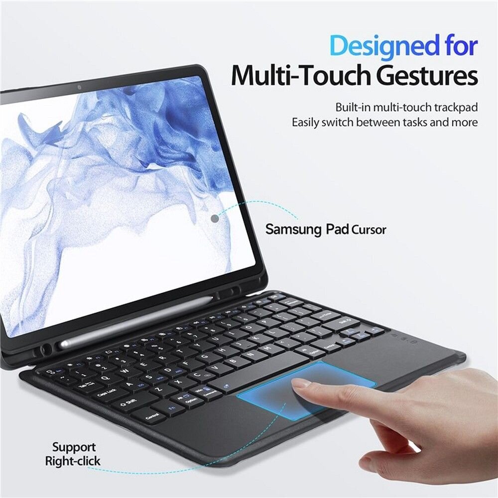 Dux Ducis DK, aizsargvāciņš ar bezvadu tastatūru priekš Samsung Tab S8 X700/X706/S7 ,T870/T875/T876B, melns цена и информация | Somas, maciņi | 220.lv