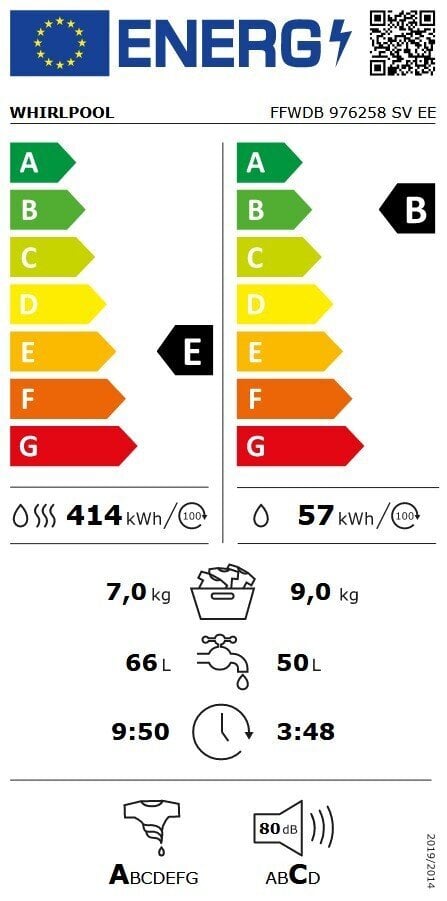 Whirlpool FFWDB 976258 SV EE cena un informācija | Veļas mašīnas | 220.lv