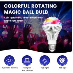 Rotējoša LED RGB Disco spuldze, E27 цена и информация | Праздничные декорации | 220.lv