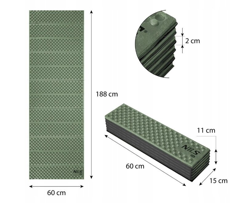 Saliekams tūrisma paklājiņš Nils Camp 60 cm x 188 cm x 2 cm цена и информация | Tūrisma matrači un paklājiņi | 220.lv