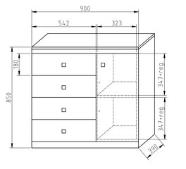 Комод 1-дверный с 4 ящиками GD-4S 1D цена и информация | Комод | 220.lv