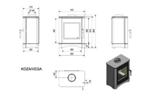 Kamīns Kratki Koza/vega/150 6 kW cena un informācija | Kamīni | 220.lv