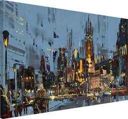 Moderns audekla sienas glezna viesistabai Pilsēta naktī 80x120cm cena un informācija | Gleznas | 220.lv