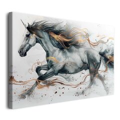 Audekls sienas glezna dzīvojamai istabai zirgu galops zelta 80x120cm цена и информация | Картины | 220.lv