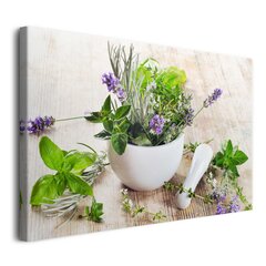 Audekla gleznas sienas apdare virtuvei garšaugi lavanda 80x120 цена и информация | Картины | 220.lv