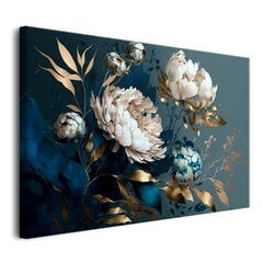 Attēls uz audekla sienas gleznas dzīvojamā istaba peonijas zelta ziedi 80x120cm цена и информация | Картины | 220.lv