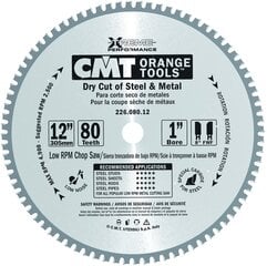 226.080.12 CMT HM zāģa asmens tēraudam 305x25.4x80Z / STEEL STANDARD cena un informācija | Zāģi, ripzāģi | 220.lv