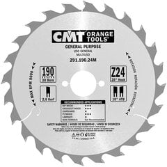 291.190.24E CMT Koka zāģis 184x16x24Z / universāla griešana cena un informācija | Zāģi, ripzāģi | 220.lv