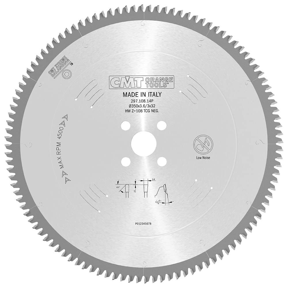 CMT HM zāģa asmens alumīnijam / PVC 350x32x108Z / -6° negatīvs цена и информация | Zāģi, ripzāģi | 220.lv