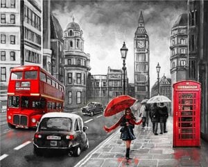 Dimanta mozaīka "The red hues of London" 30x40cm cena un informācija | Dimantu mozaīkas | 220.lv