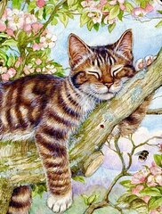 Алмазная мозаика "A kitten in a tree" 30х40см цена и информация | Алмазная мозаика | 220.lv