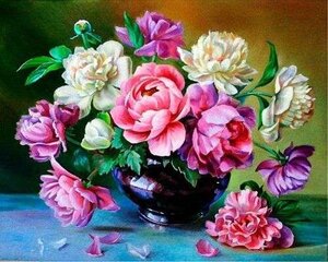 Алмазная мозаика "Peonies in a vase" 30х40см цена и информация | Алмазная мозаика | 220.lv