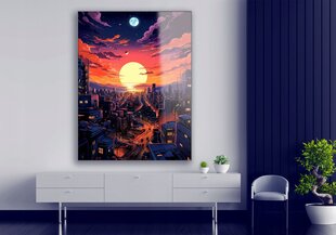 Stikla Bilde anime manga stila pilsēta rietumi 60x90 cm цена и информация | Детали интерьера | 220.lv