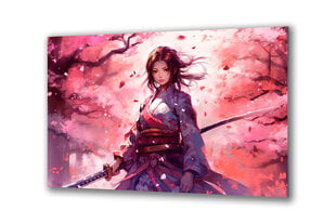 Stikla Bilde anime cīnītāja meitene onna bugeisha 130x83 cm cena un informācija | Gleznas | 220.lv