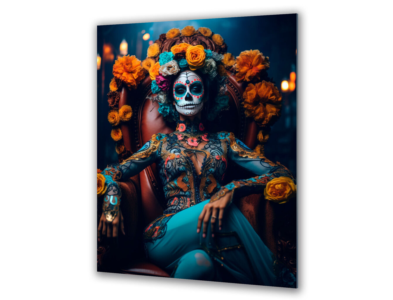 Stikla Bilde santa muerte nāves galvaskauss tetovējums 83x130 cm цена |  220.lv