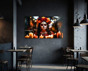 Stikla Bilde santa muerte sveces nāve 90x60 cm цена и информация | Детали интерьера | 220.lv