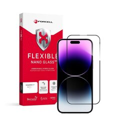 Forcell elastīgais nanostikls 5D, iPhone 14 Pro Max, melns cena un informācija | Ekrāna aizsargstikli | 220.lv