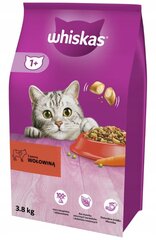 Whiskas Adults sausā barība kaķiem ar liellopu gaļu, 3,8 kg cena un informācija | Konservi kaķiem | 220.lv