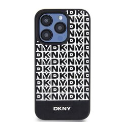 DKNY PU Leather Repeat Pattern Bottom Stripe MagSafe Case for iPhone 14 Pro Max Black цена и информация | Чехлы для телефонов | 220.lv