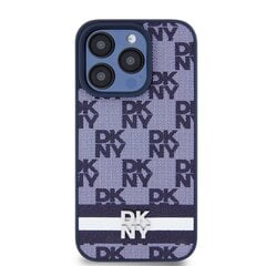 DKNY PU Leather Checkered Pattern and Stripe Case for iPhone 15 Pro Blue цена и информация | Чехлы для телефонов | 220.lv