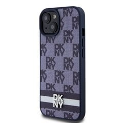 DKNY PU Leather Checkered Pattern and Stripe Case for iPhone 15 Blue цена и информация | Чехлы для телефонов | 220.lv