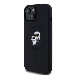 Karl Lagerfeld Liquid Silicone Karl and Choupette MagSafe Case for iPhone 15 Black цена и информация | Чехлы для телефонов | 220.lv