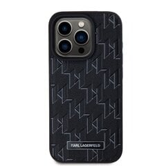 Karl Lagerfeld PU Leather Monogram Metal Logo MagSafe Case for iPhone 15 Pro Black цена и информация | Чехлы для телефонов | 220.lv