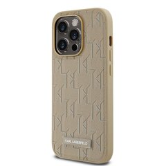 Karl Lagerfeld PU Leather Monogram Metal Logo MagSafe Case for iPhone 15 Pro Max Beige цена и информация | Чехлы для телефонов | 220.lv